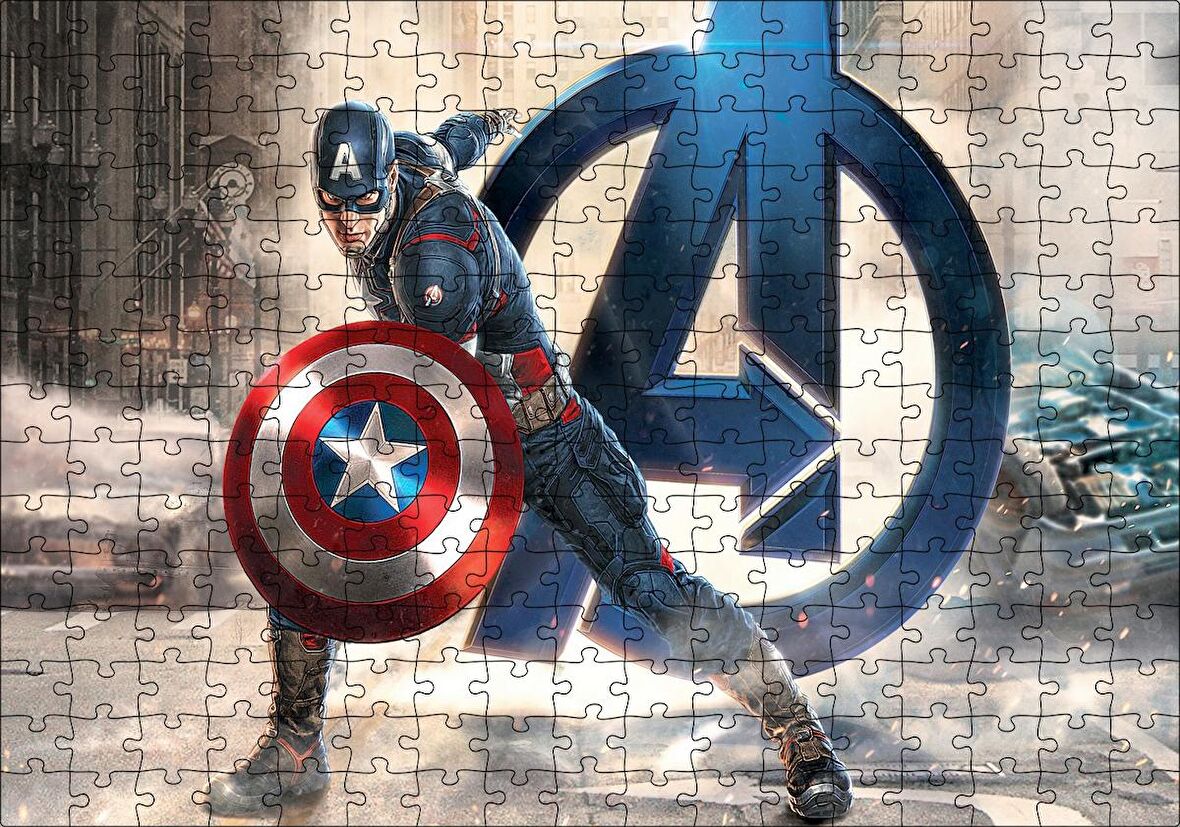 Cakapuzzle Yenilmezler Kaptan Amerika Logolu Puzzle Yapboz MDF Ahşap