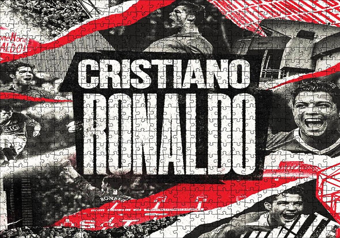 Cakapuzzle Cristiano Ronaldo Büyük Yazı ve Kompozisyon Puzzle Yapboz MDF Ahşap