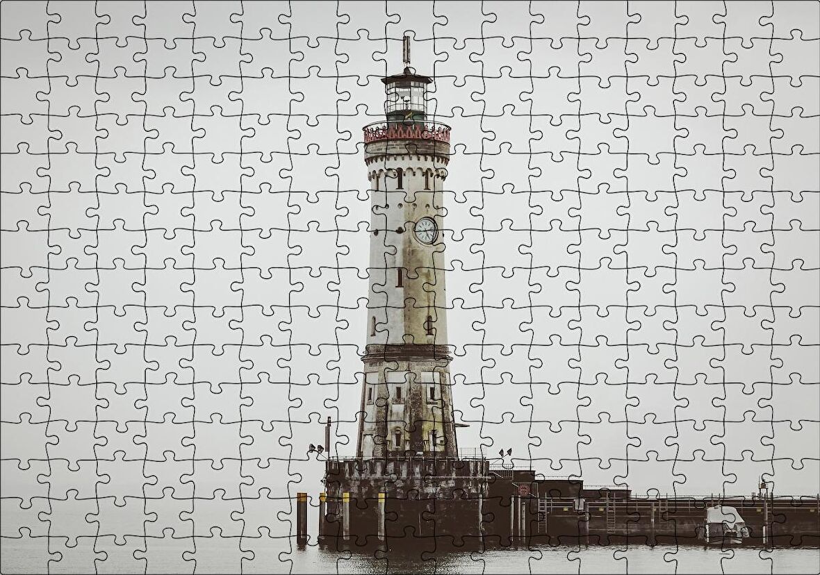 Cakapuzzle Deniz Feneri ve Sisli Deniz Puzzle Yapboz MDF Ahşap