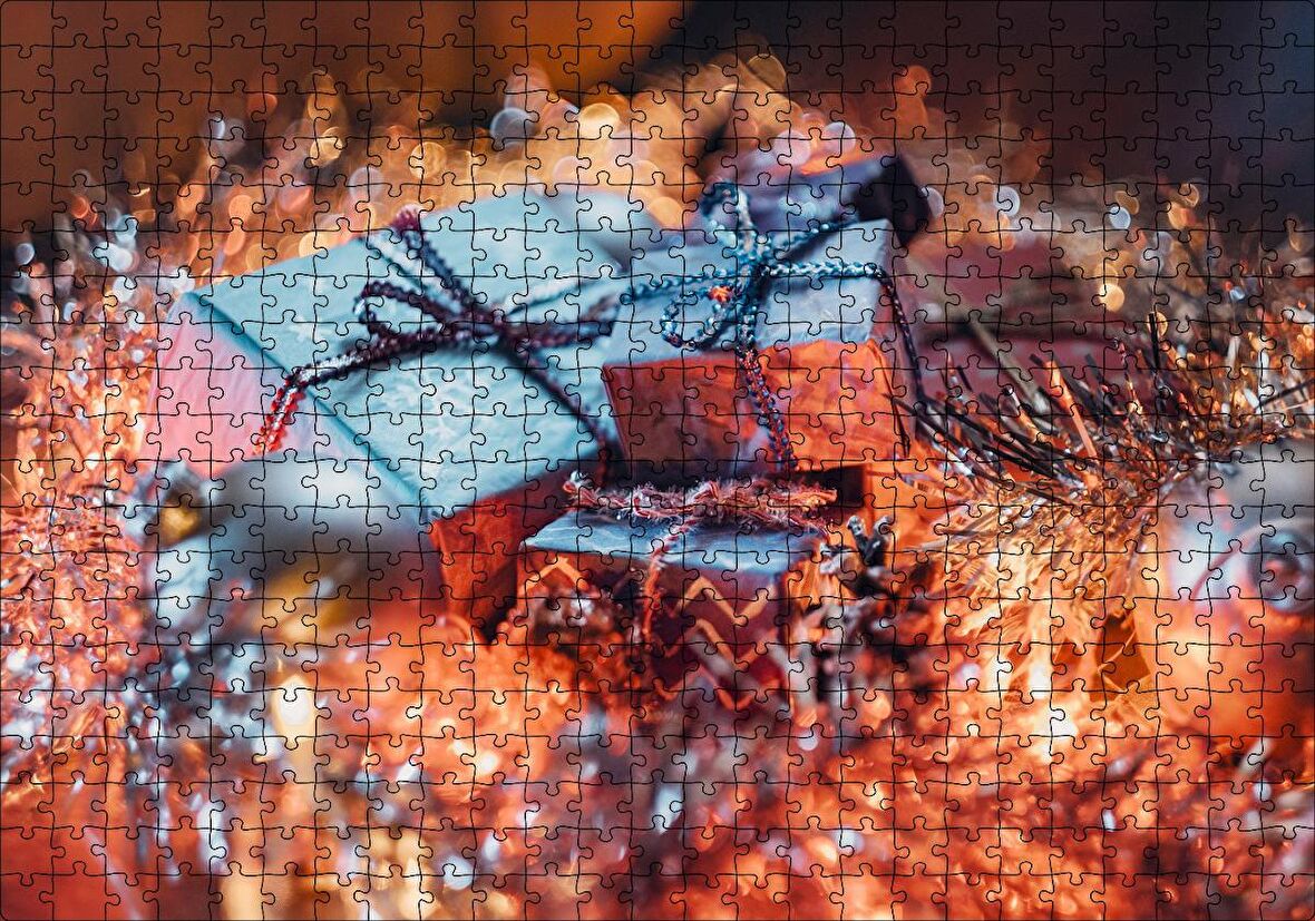 Cakapuzzle Yılbaşı Hediye Paketleri ve Süsleri Puzzle Yapboz MDF Ahşap