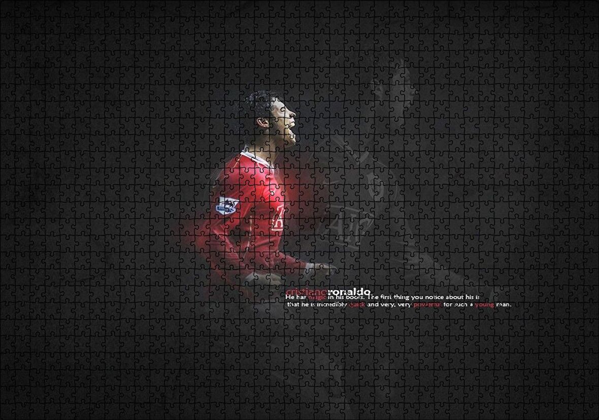 Cakapuzzle Cristiano Ronaldo Şeffaf Yansıma Arka Plan Puzzle Yapboz MDF Ahşap