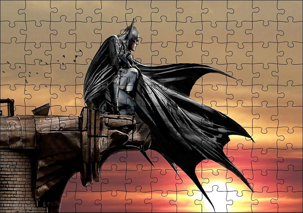Cakapuzzle Gotham Şövalyesi Batman ve Gün Batımı Puzzle Yapboz MDF Ahşap