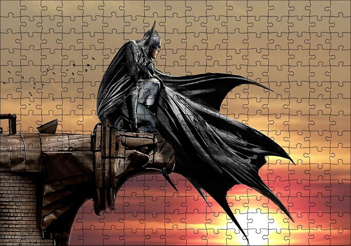 Cakapuzzle Gotham Şövalyesi Batman ve Gün Batımı Puzzle Yapboz MDF Ahşap