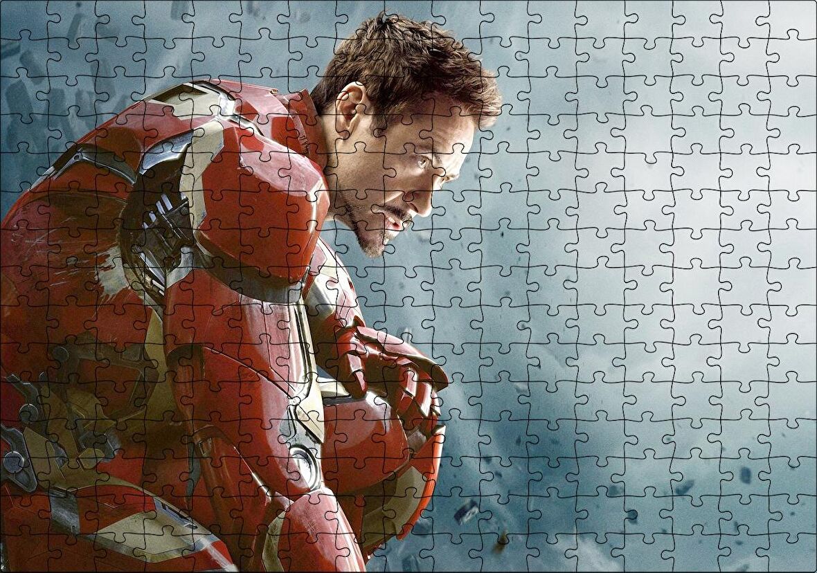 Cakapuzzle Yenilmezler Iron Man Tony Stark Oturan Pozu Puzzle Yapboz MDF Ahşap
