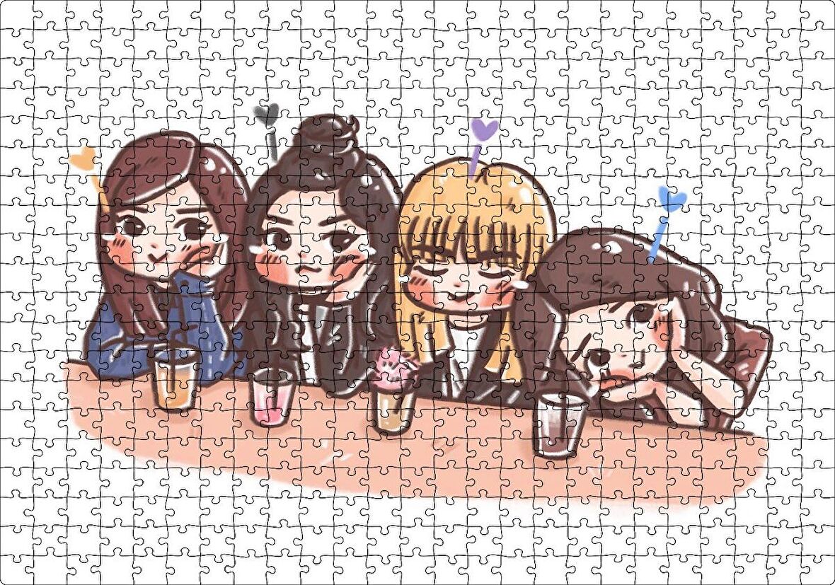 Cakapuzzle Black Pink Pop Grubu Karikatürize Puzzle Yapboz MDF Ahşap