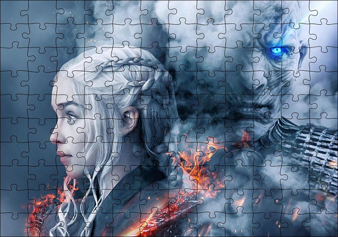Cakapuzzle Game of Thrones Daenerys Targaryen ve Night King Puzzle Yapboz MDF Ahşap