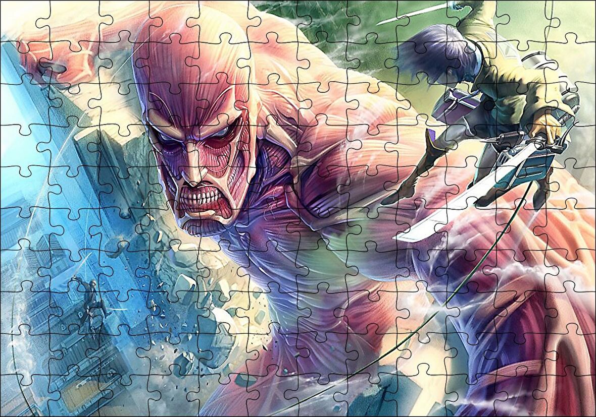 Cakapuzzle Kılıçlı Anime Titan Saldırısı İllüstrasyon Puzzle Yapboz MDF Ahşap