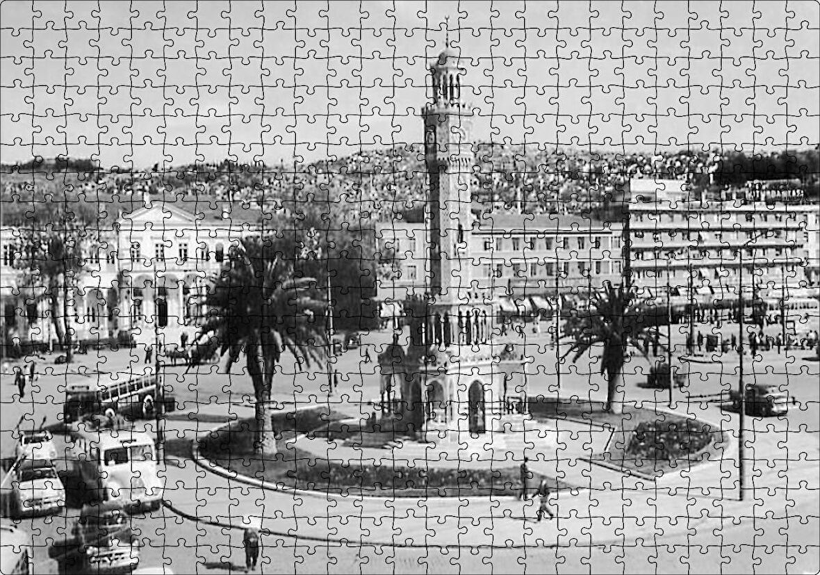 Cakapuzzle 1950 Ler Konak Saat Kulesi İzmir Puzzle Yapboz MDF Ahşap