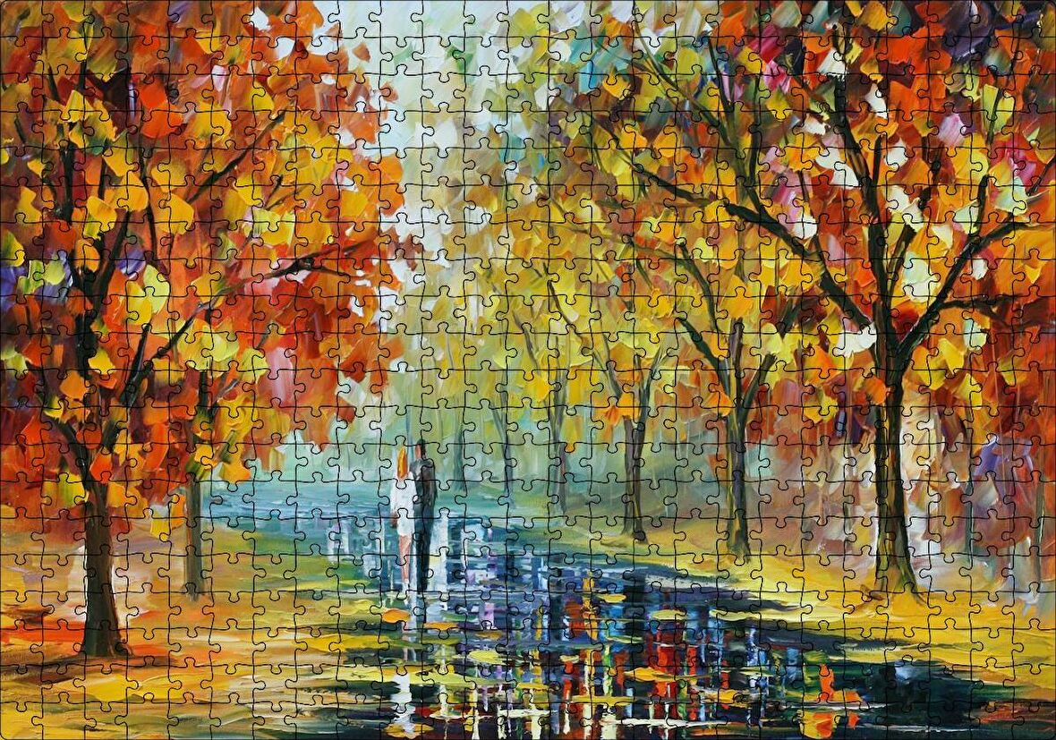 Cakapuzzle Ağaçlı Yolda Sevgili Çift Puzzle Yapboz MDF Ahşap