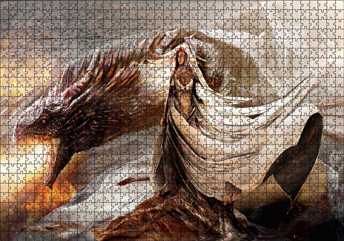 Cakapuzzle Daenerys Targaryen Dragon Game of Thrones Çizgi Film Görseli Puzzle Yapboz MDF Ahşap