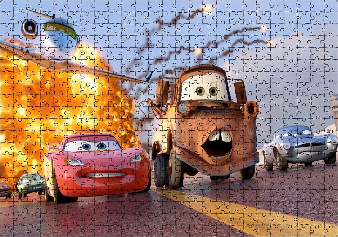 Cakapuzzle Disney Cars Şimşek McQueen ve Mater Puzzle Yapboz MDF Ahşap