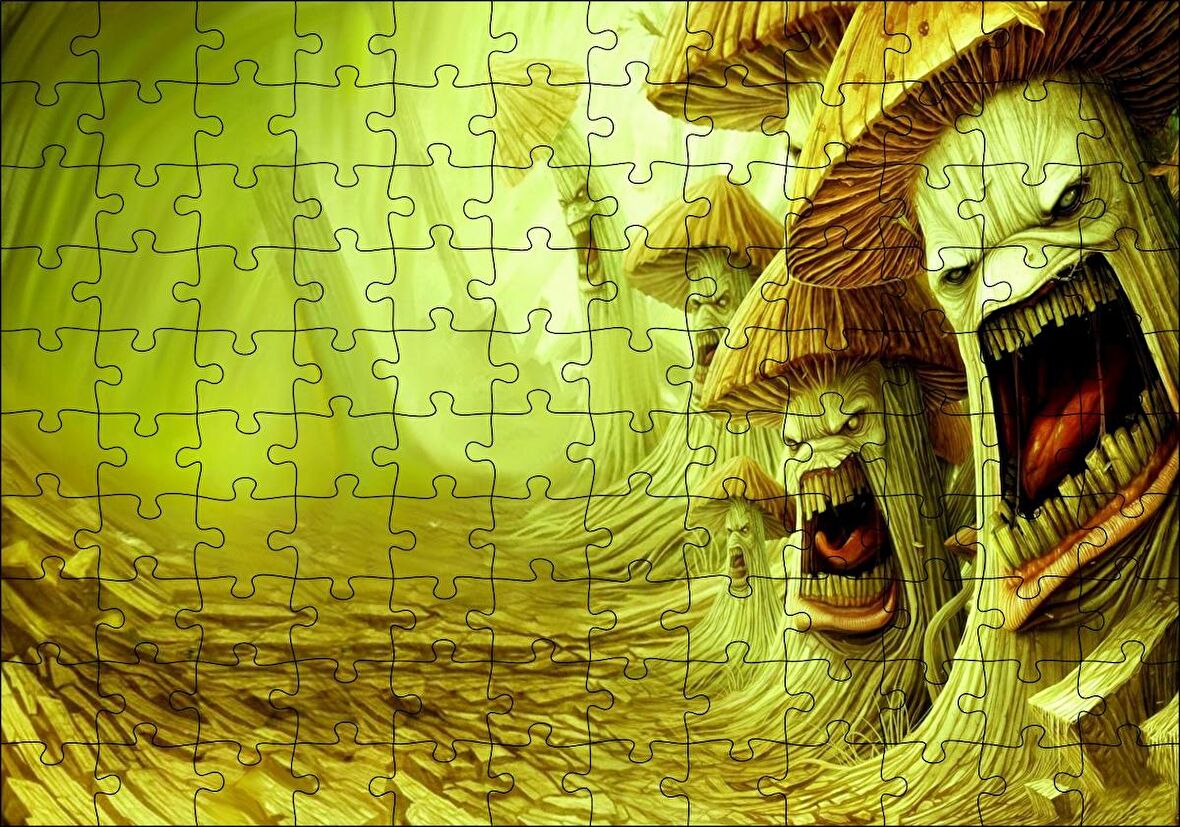 Cakapuzzle Enfekte Mantar Ve Mantar Ordusu Görseli Puzzle Yapboz MDF Ahşap