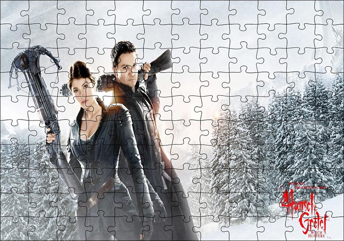Cakapuzzle Fantezi Gretel Hansel Avcılar Silahlar Kış Cadı Puzzle Yapboz MDF Ahşap