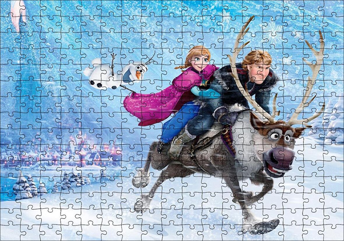 Cakapuzzle Frozen Kar Taneleri Şehir Buz Geyik Kardan Adam Puzzle Yapboz MDF Ahşap