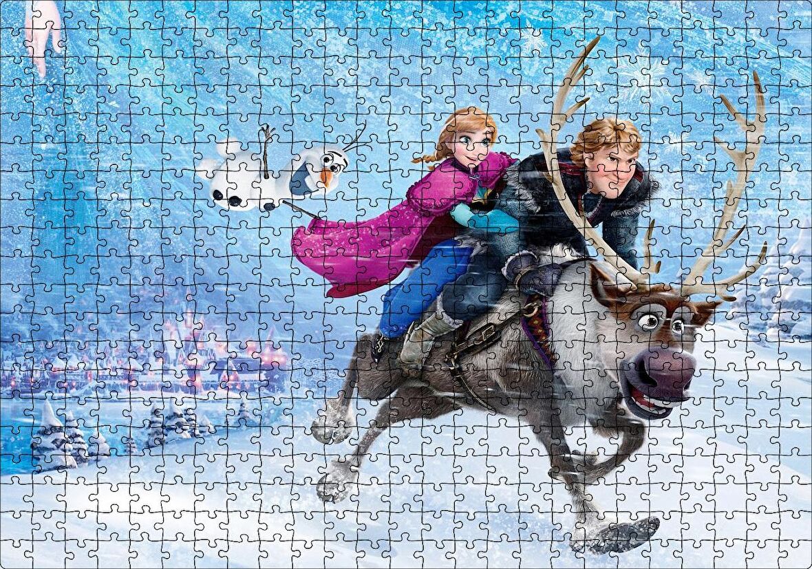 Cakapuzzle Frozen Kar Taneleri Şehir Buz Geyik Kardan Adam Puzzle Yapboz MDF Ahşap