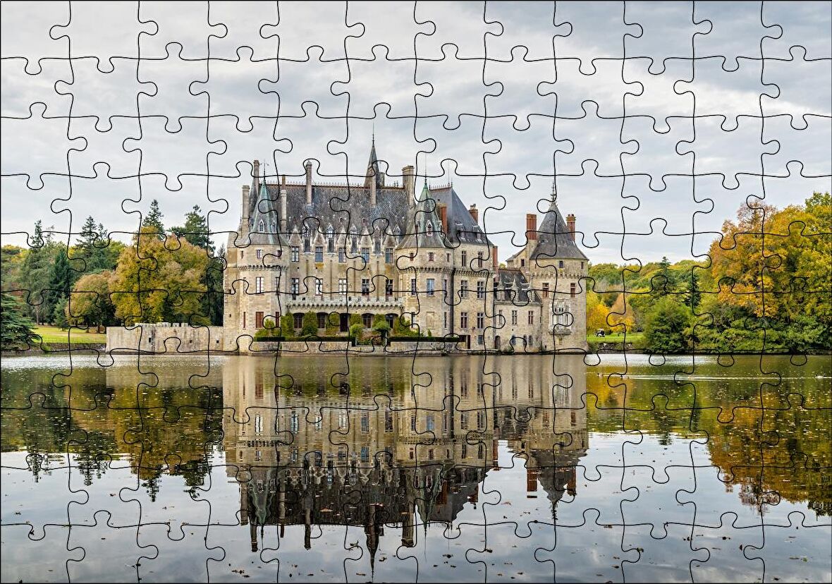Cakapuzzle Göl Kıyısındaki Görkemli Şato ve Orman Puzzle Yapboz MDF Ahşap