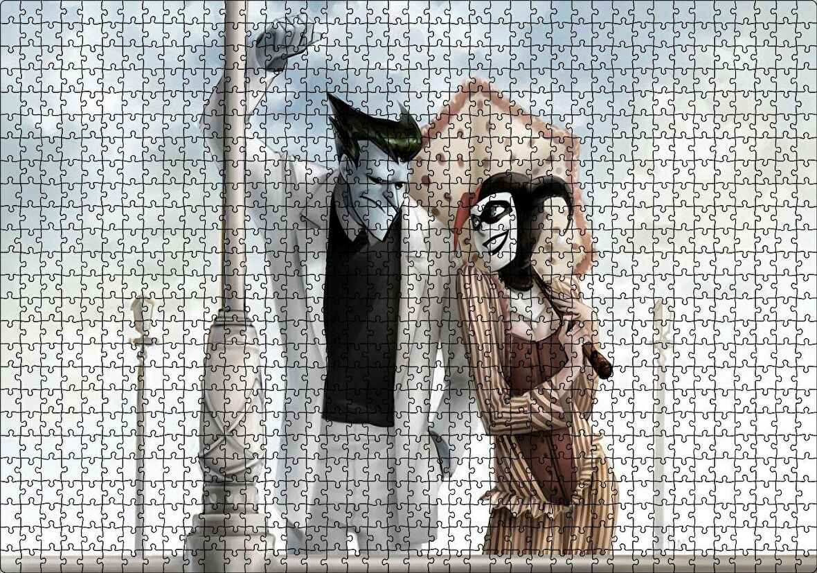 Cakapuzzle Joker Harley Quinn Aşkı Animasyon Görseli Puzzle Yapboz MDF Ahşap