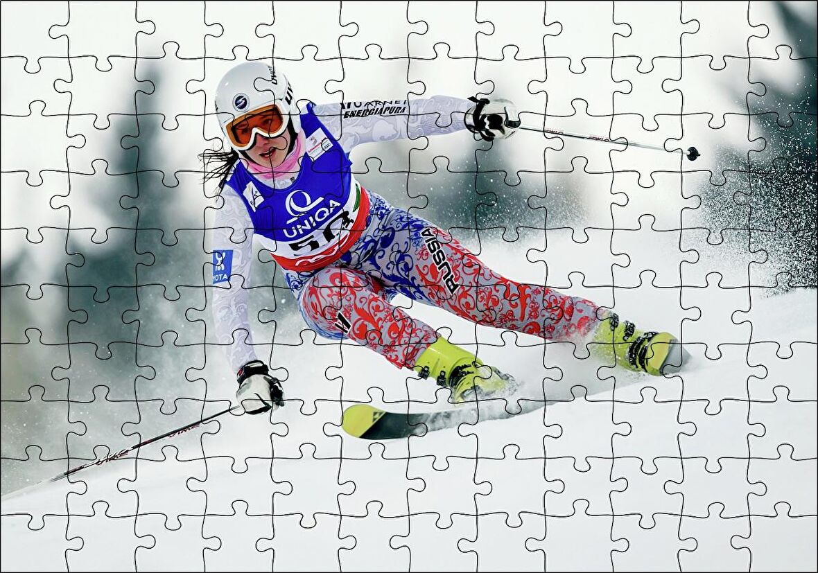Cakapuzzle Kadın Kayakçı Siporu Puzzle Yapboz MDF Ahşap