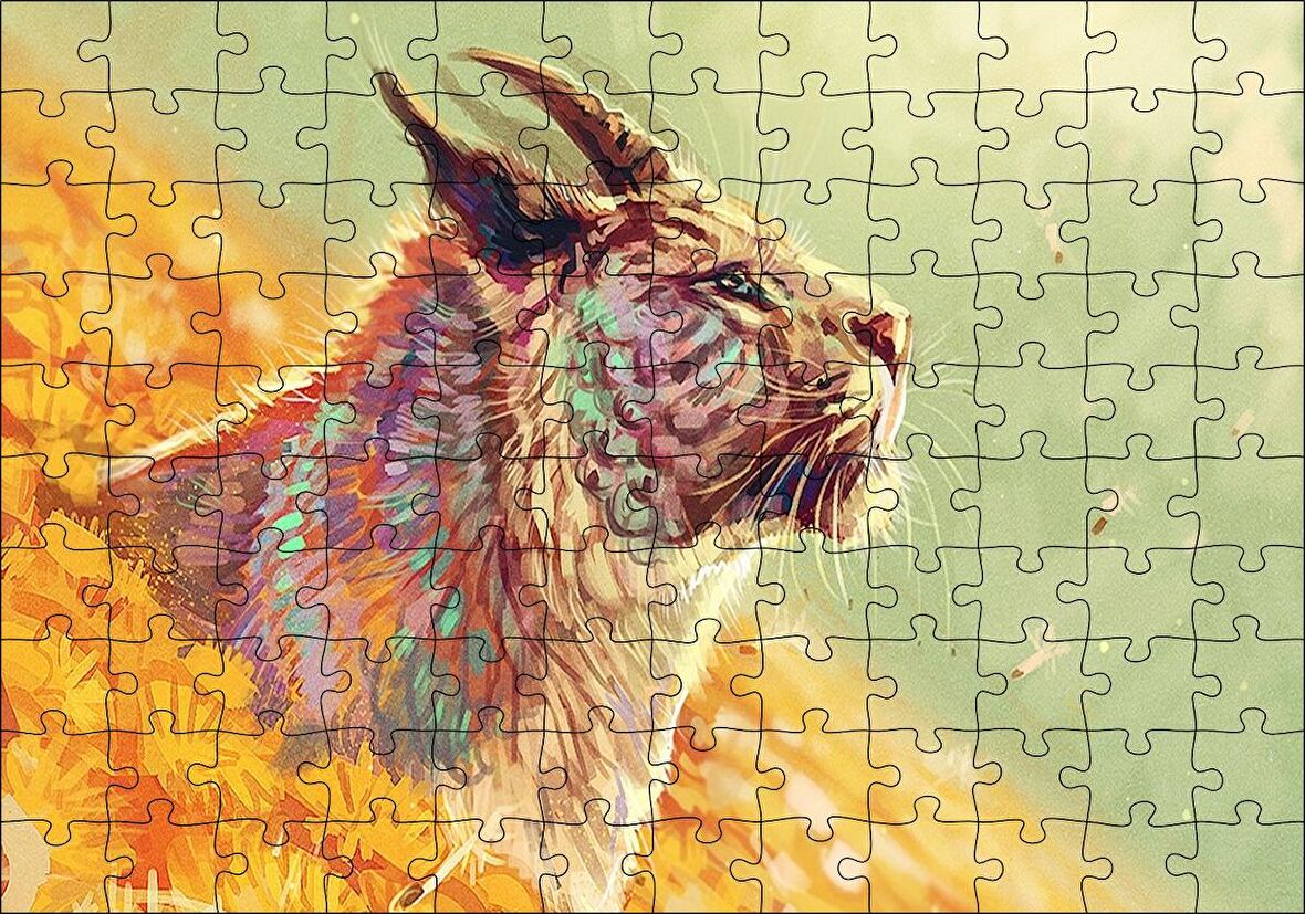 Cakapuzzle Kaplan Anthro Kükreyen Puzzle Yapboz MDF Ahşap