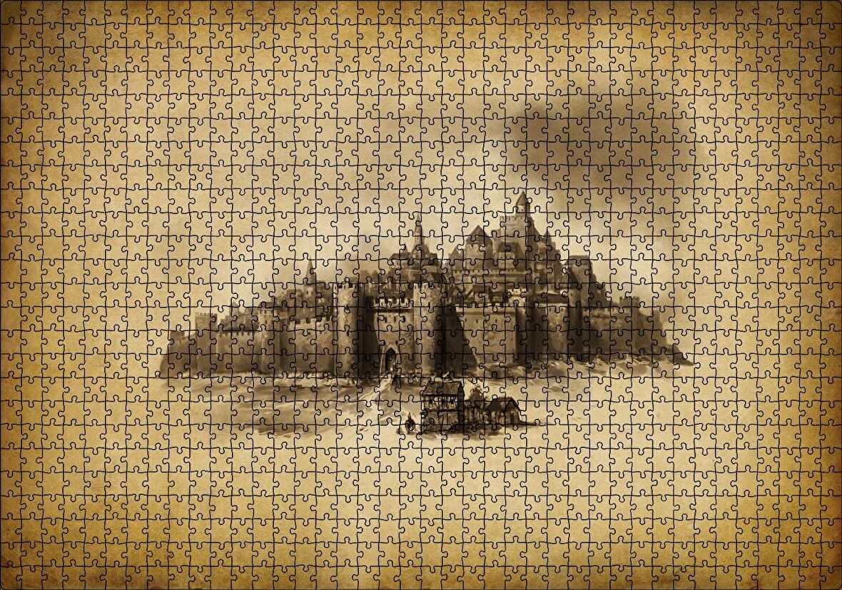 Cakapuzzle Kara Kalem Sanat Çalışması Görseli Puzzle Yapboz MDF Ahşap