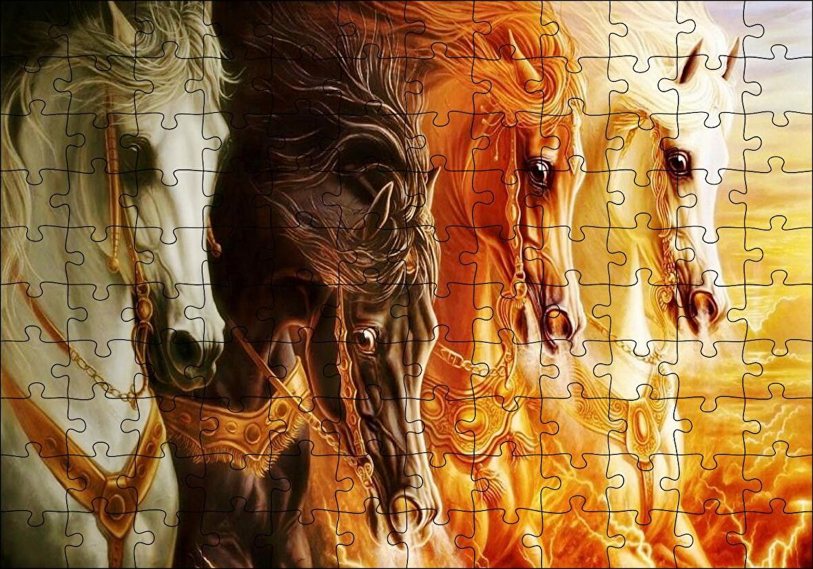 Cakapuzzle Mahşerin Dört Atlısı Puzzle Yapboz MDF Ahşap