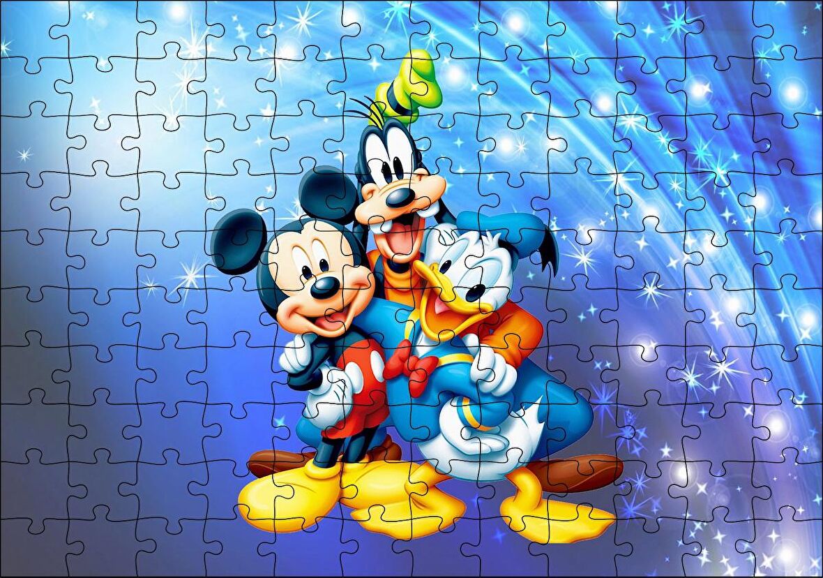 Cakapuzzle Mickey Mouse Donald Duck Ve Pluto Puzzle Yapboz MDF Ahşap