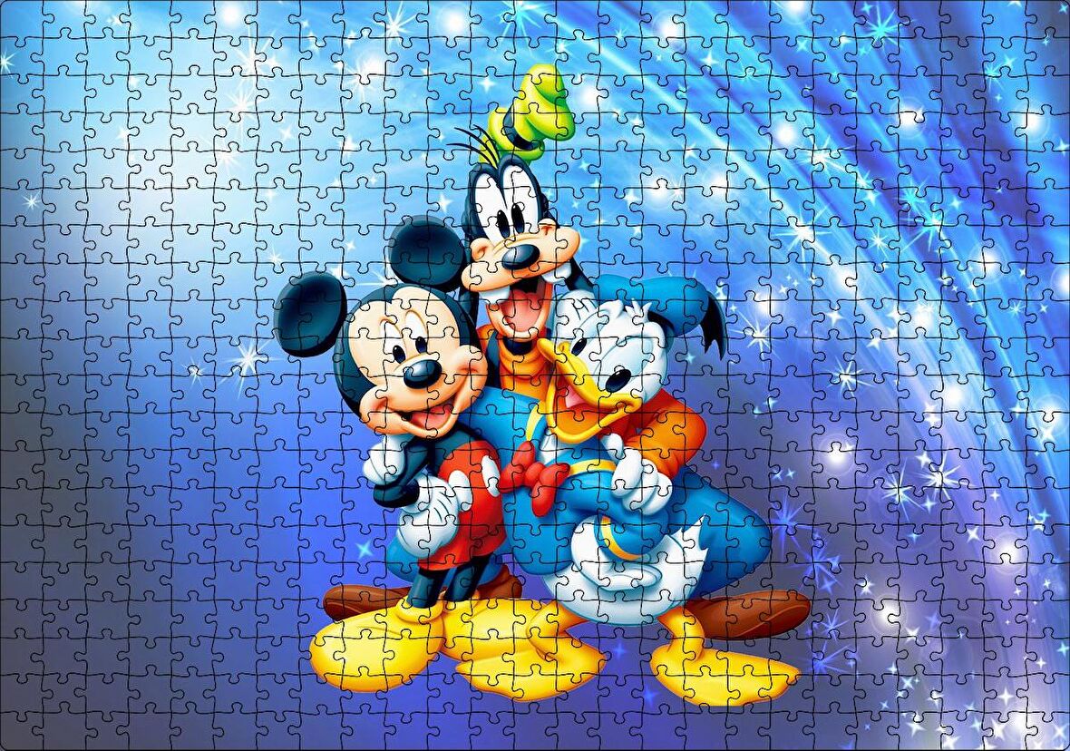 Cakapuzzle Mickey Mouse Donald Duck Ve Pluto Puzzle Yapboz MDF Ahşap