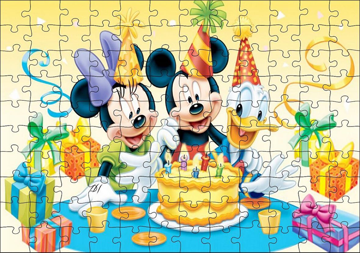 Cakapuzzle Mickey Mouse Ve Arkadaşları Doğum Günü Puzzle Yapboz MDF Ahşap