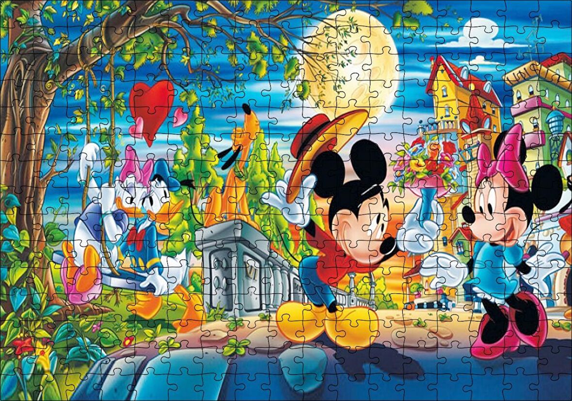 Cakapuzzle Minnie Mouse ve Donald Daisy Duck ile Mickey Disney Aşk Çifti Puzzle Yapboz MDF Ahşap