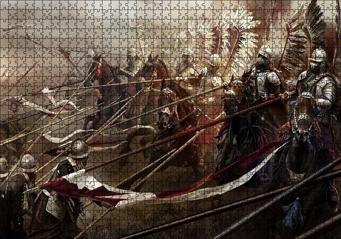 Cakapuzzle Savaş Meydanı Polonyalı Kanatlı Hafif Süvari Görseli Puzzle Yapboz MDF Ahşap