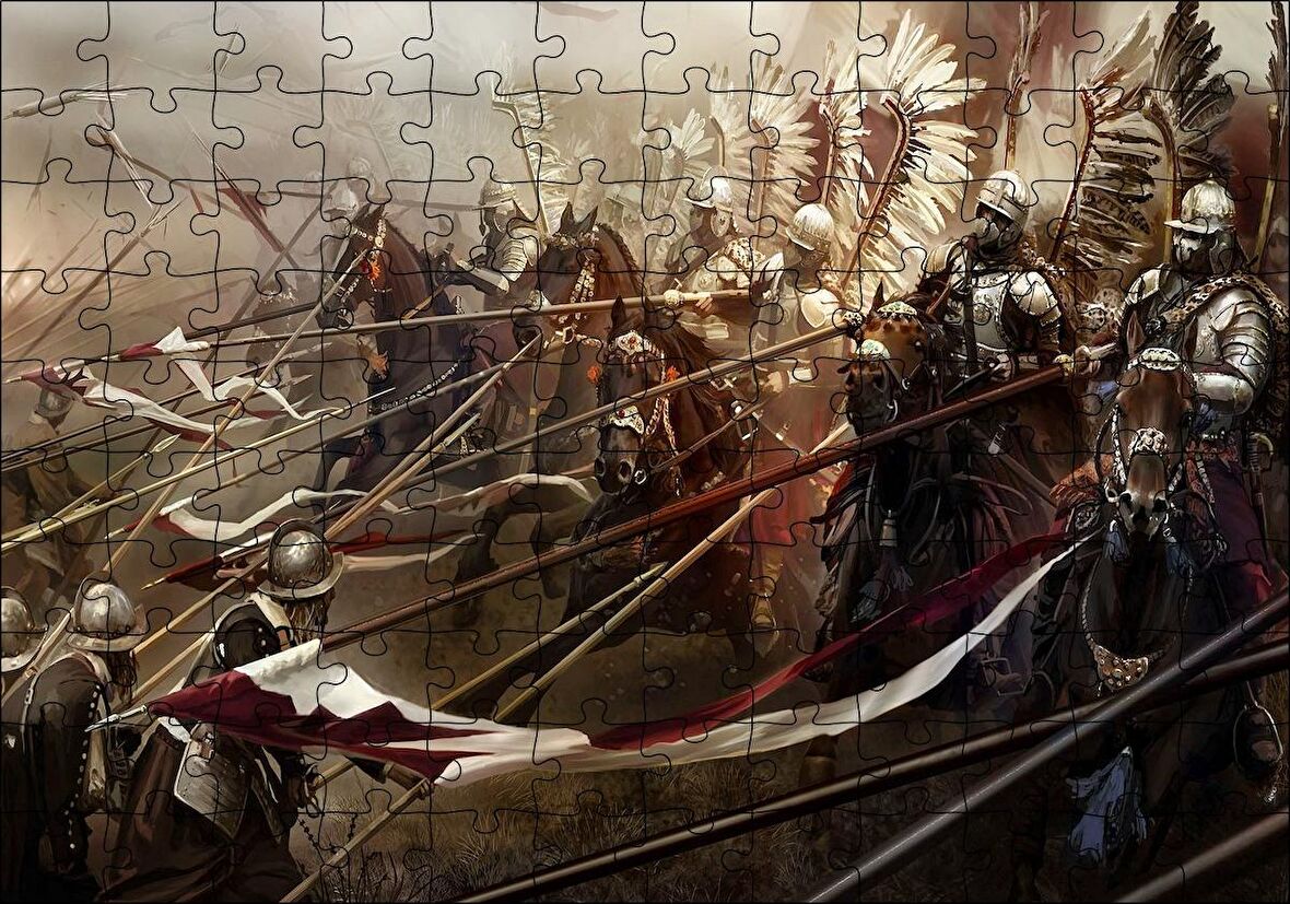 Cakapuzzle Savaş Meydanı Polonyalı Kanatlı Hafif Süvari Görseli Puzzle Yapboz MDF Ahşap