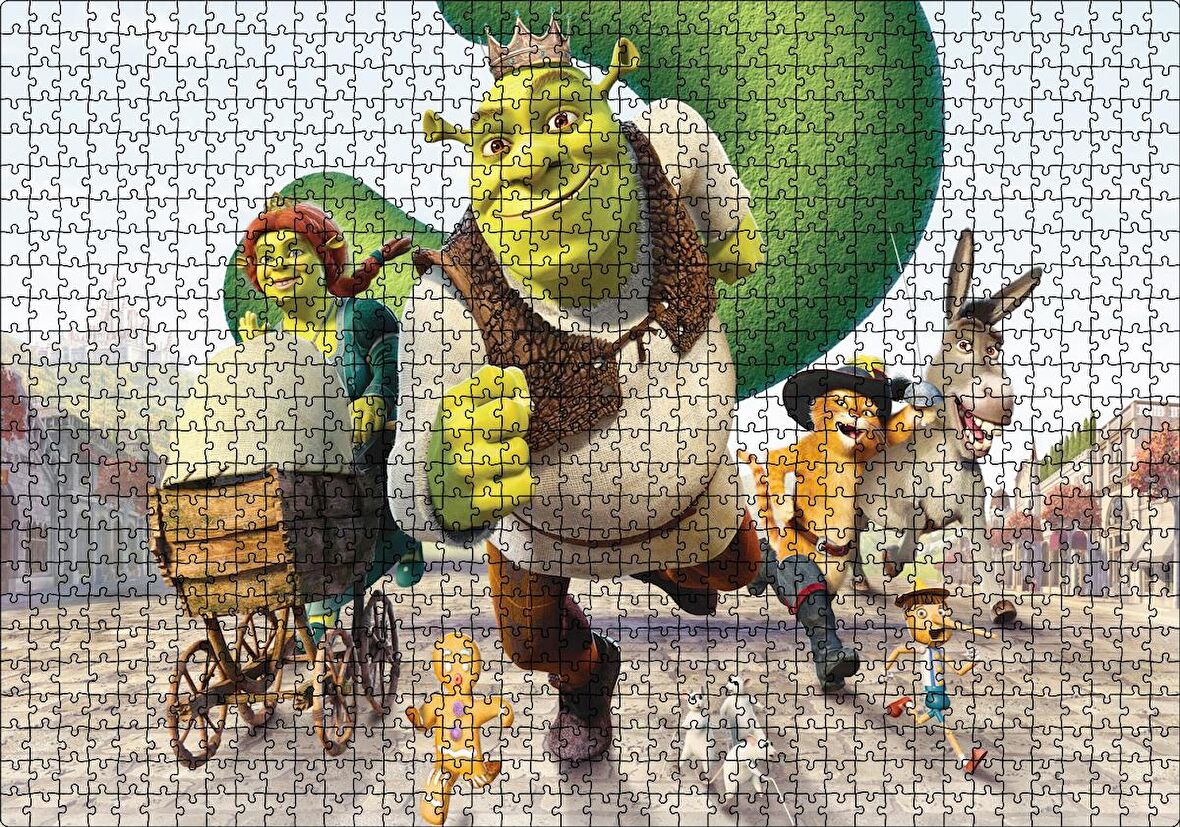 Cakapuzzle Shrek Karakterleri Çizgi Film Taç Bebek Arabası Kurabiye Puzzle Yapboz MDF Ahşap