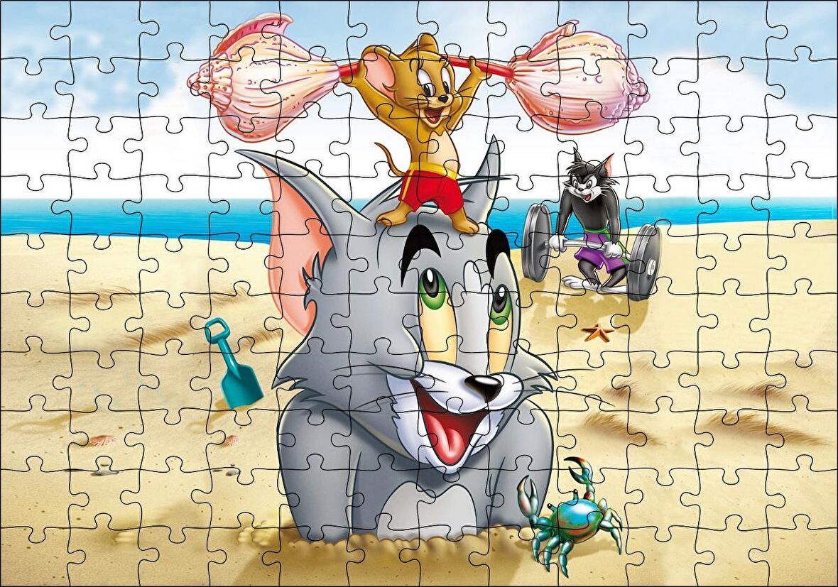 Cakapuzzle Tom ve Jerry Tough Tumble Puzzle Yapboz MDF Ahşap
