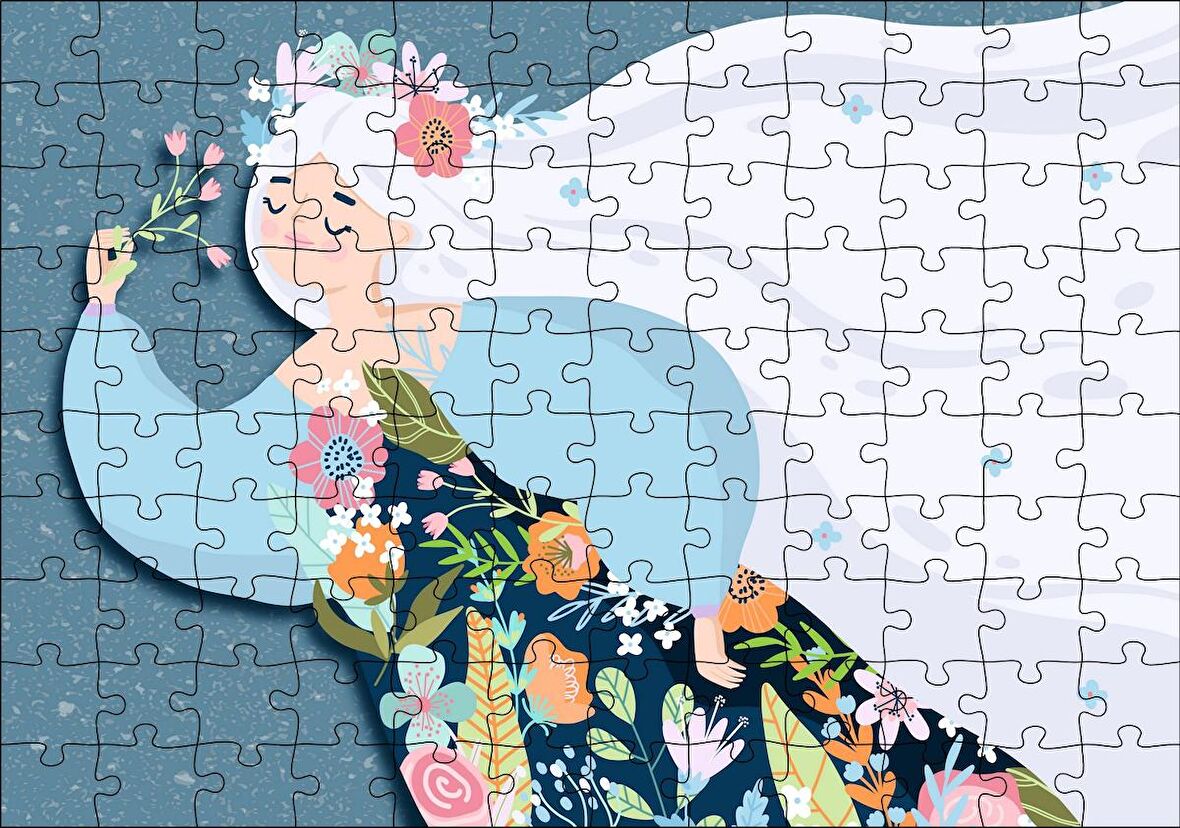 Cakapuzzle Uluslararası Kadınlar Günü Görseli Çizim Puzzle Yapboz MDF Ahşap