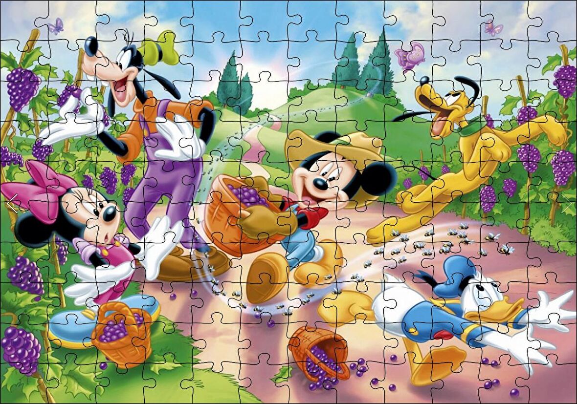 Cakapuzzle Üzüm Hasat Mickey Ve Minnie Mouse Donald Duck Aptal Ve Pluto Puzzle Yapboz MDF Ahşap
