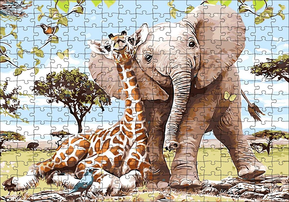 Cakapuzzle Zurafa Fil Karga Puzzle Yapboz MDF Ahşap