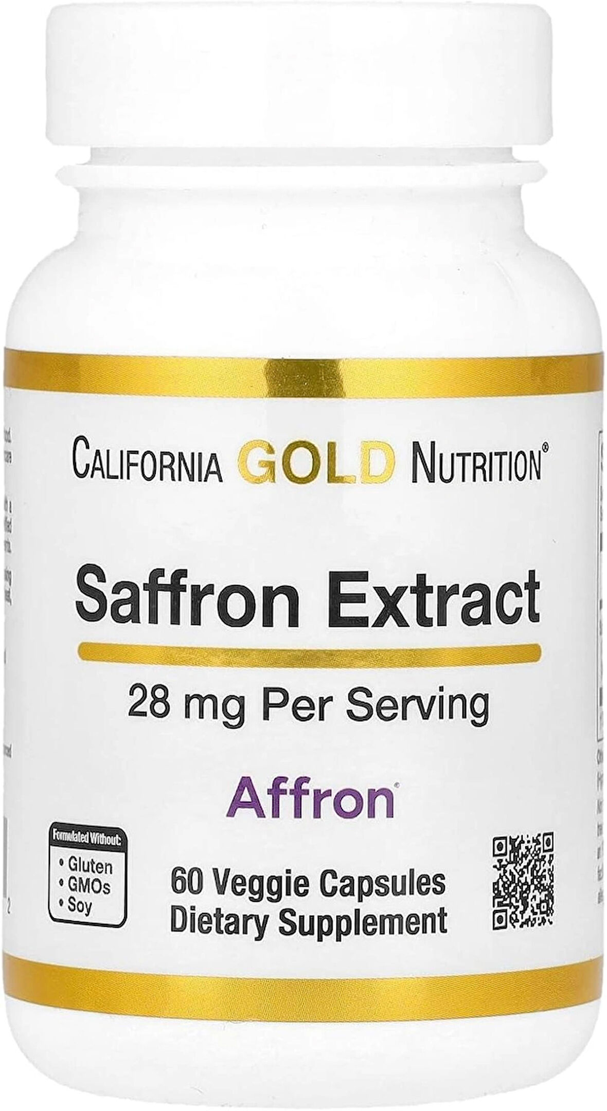 California Gold Nutrition Saffron(Safran) Extract with Affron®, 28 mg, 60 Veggie Capsules