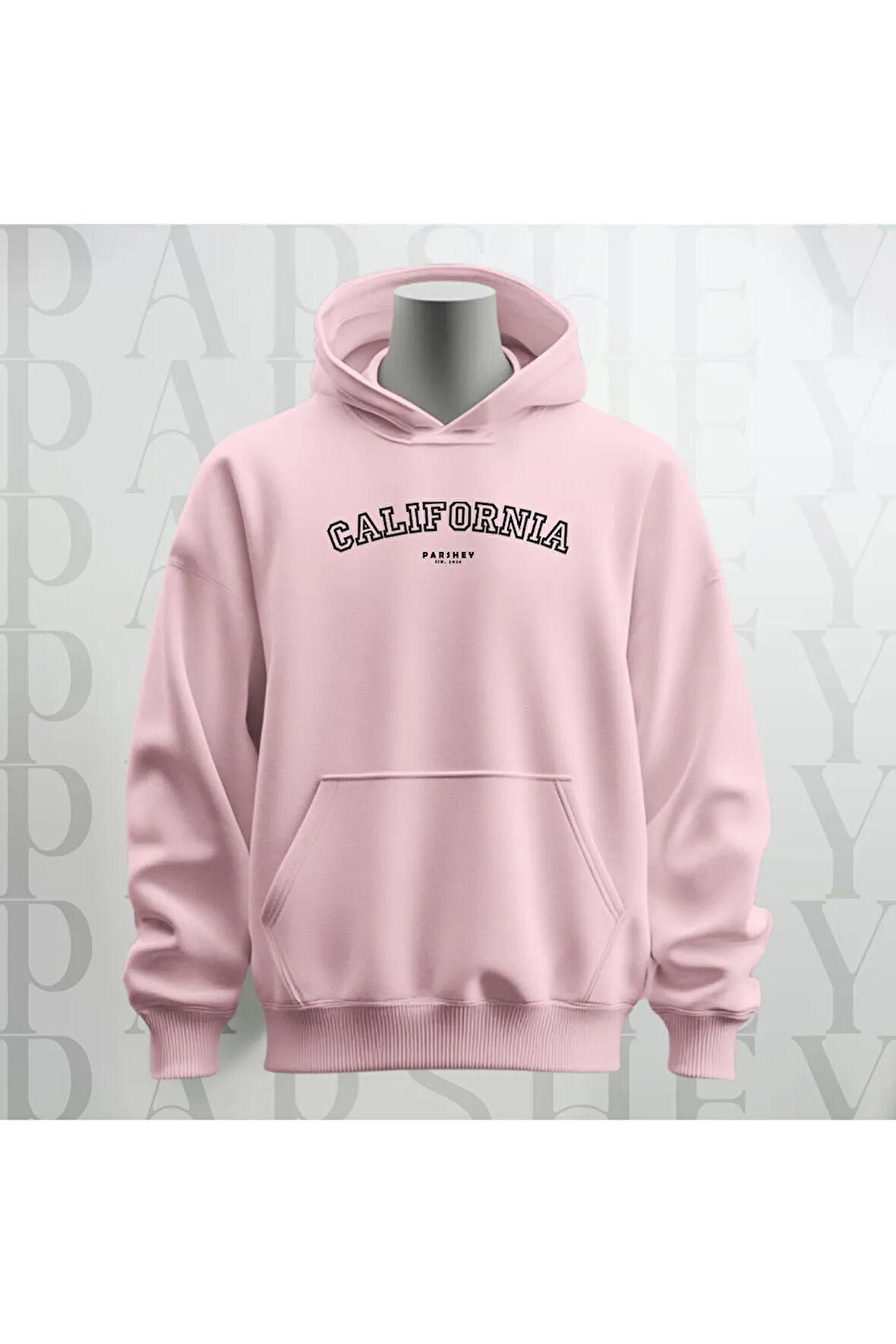 California Baskılı Kapüşonlu Sweatshirt Hoodie Kalın Kumaş 3 İplik Şardonlu