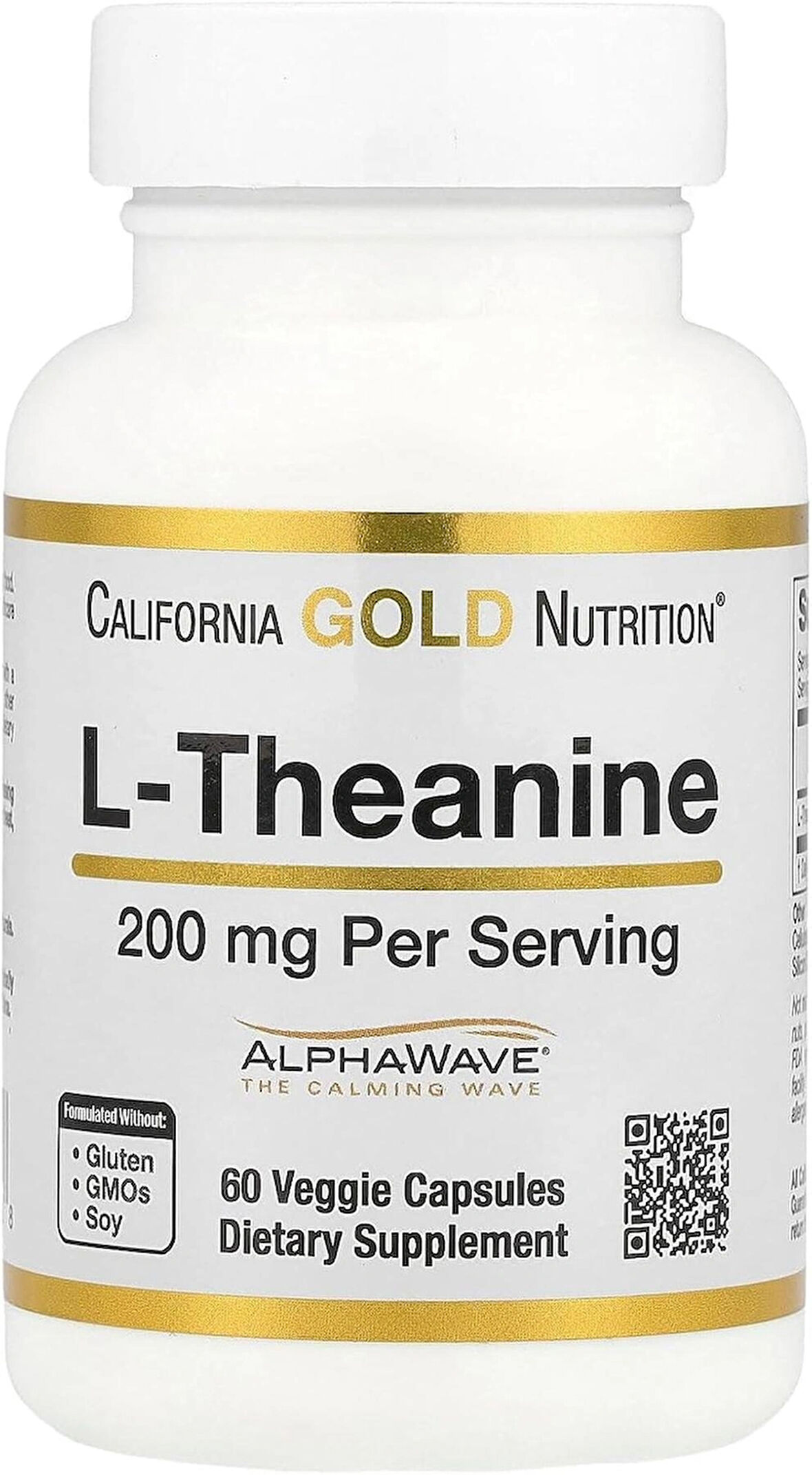 California Gold Nutrition L-Theanine Featuring AlphaWave 200 mg 60 Veggie Caps
