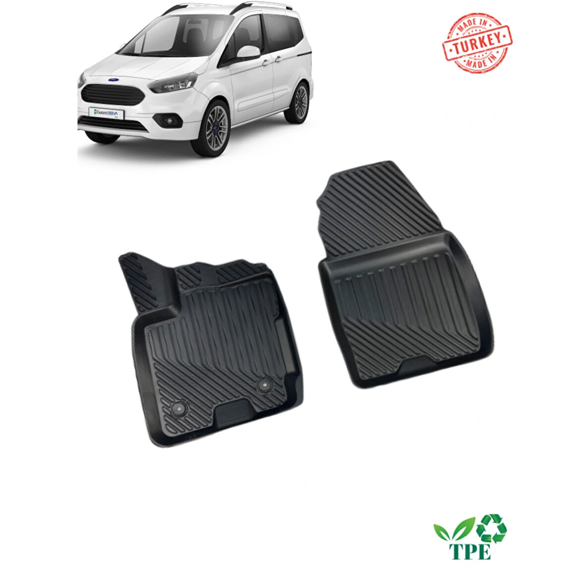 Ford Tourneo Courier 2014+ Havuzlu Oto Paspas Ön İki Parça