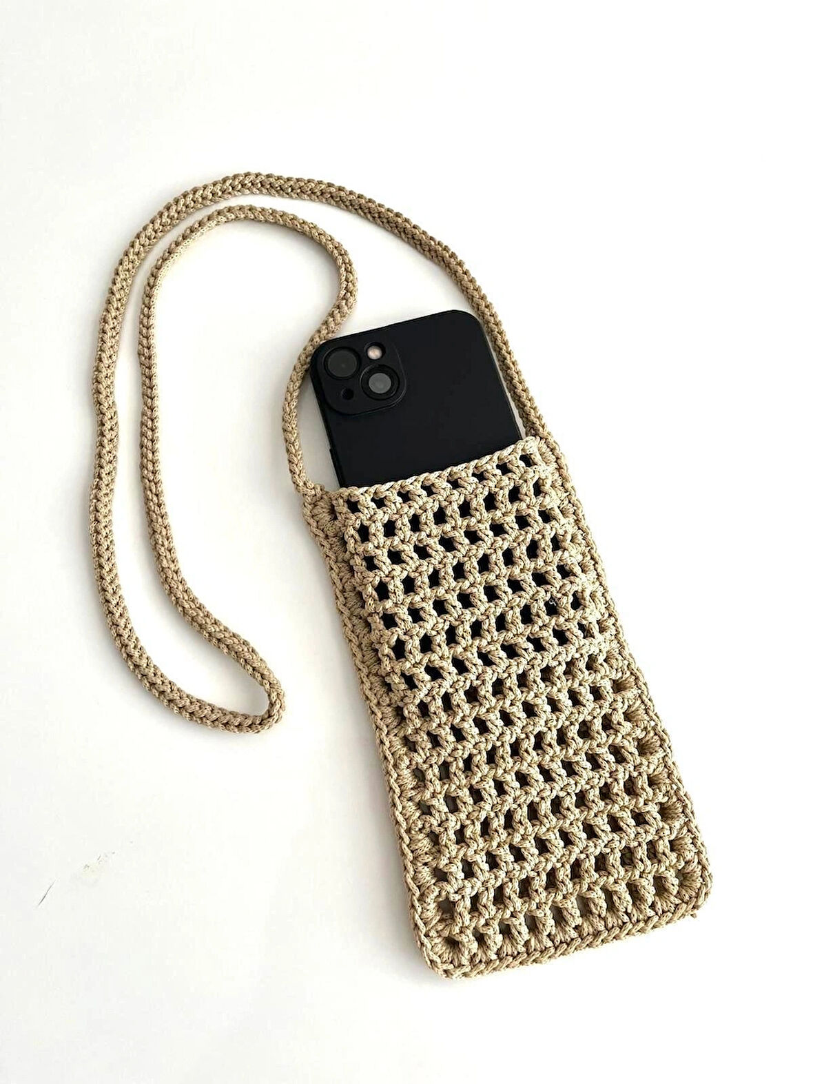 MAJHİ File Telefon Çantası Küçük Örgü Hasır Telefon Çantası
