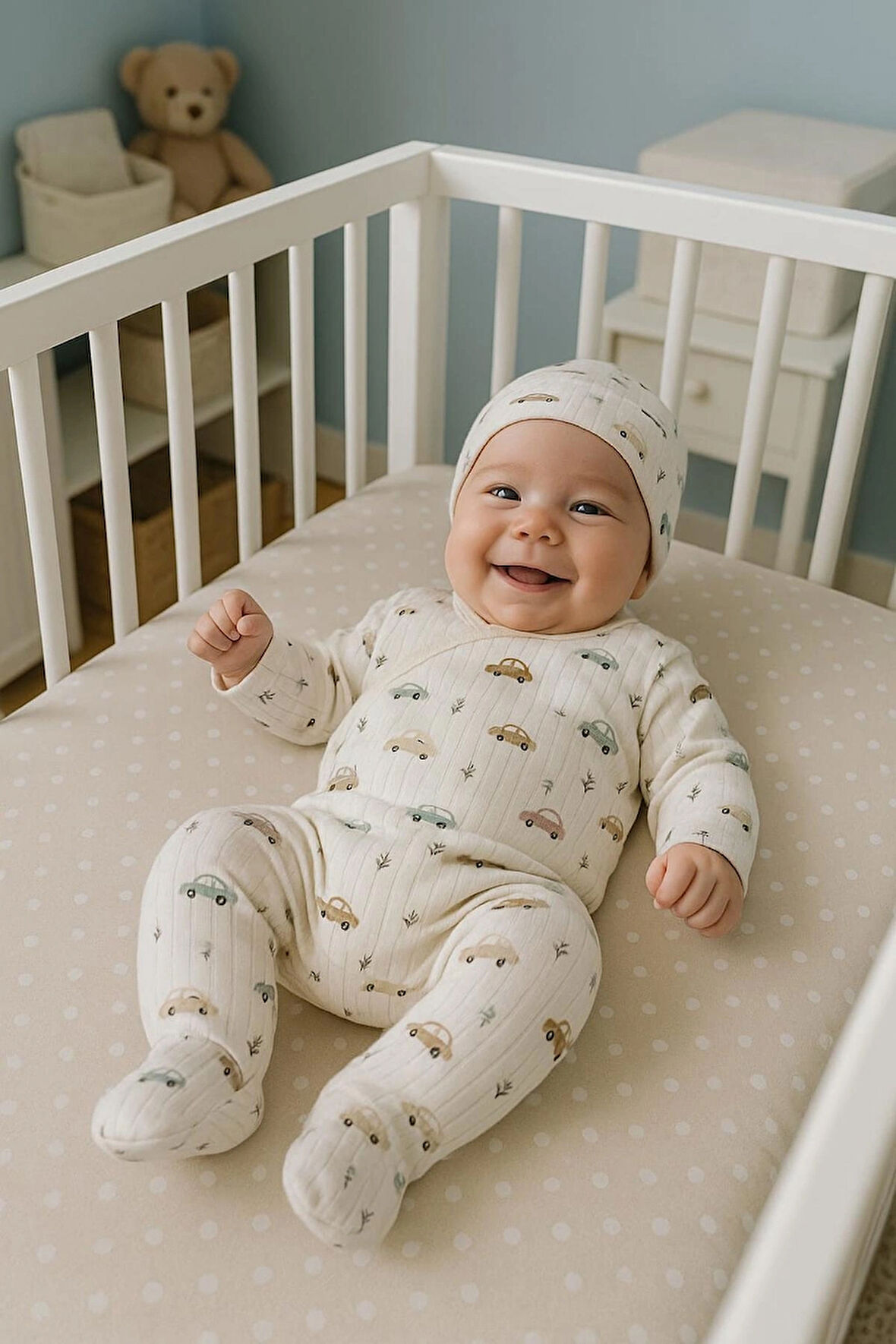 3 LÜ BEBEK ZIBIN TAKIMI 0-3 AY %100 PAMUK KENDİNDEN ELDİVENLİ ŞİRİN DESENLİ