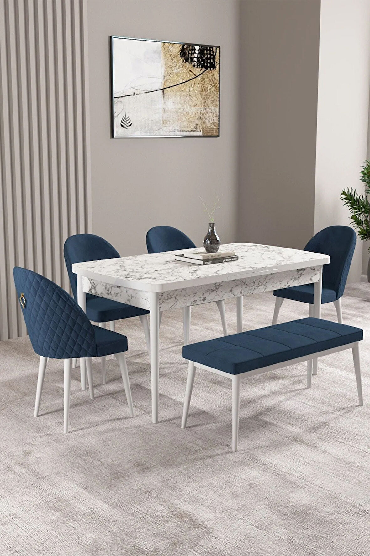Jusie Meşe Desen 80x132 Açılabilir Mutfak Masası Takımı 4  Sandalye