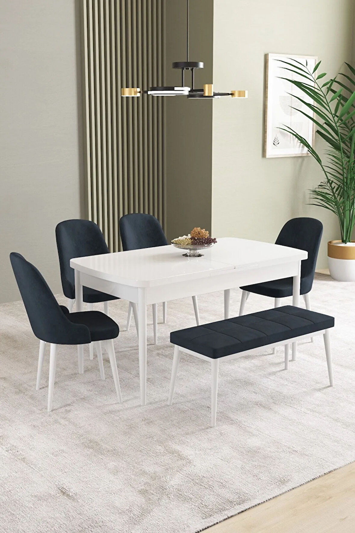 Elis Meşe Desen 80x132 Açılabilir Yemek Odası Takımı 4  Sandalye