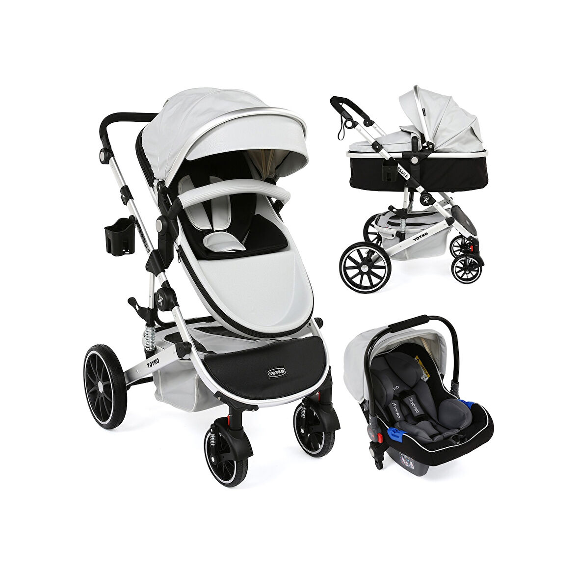 Yoyko Capsule Egg Travel Sistem Bebek Arabası Gri Silver