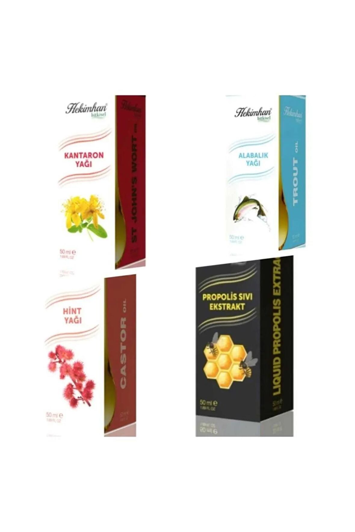 Kantaron 50 ml ve Alabalık 50 ml ve Hint 50 ml ve Propolis 50 ml
