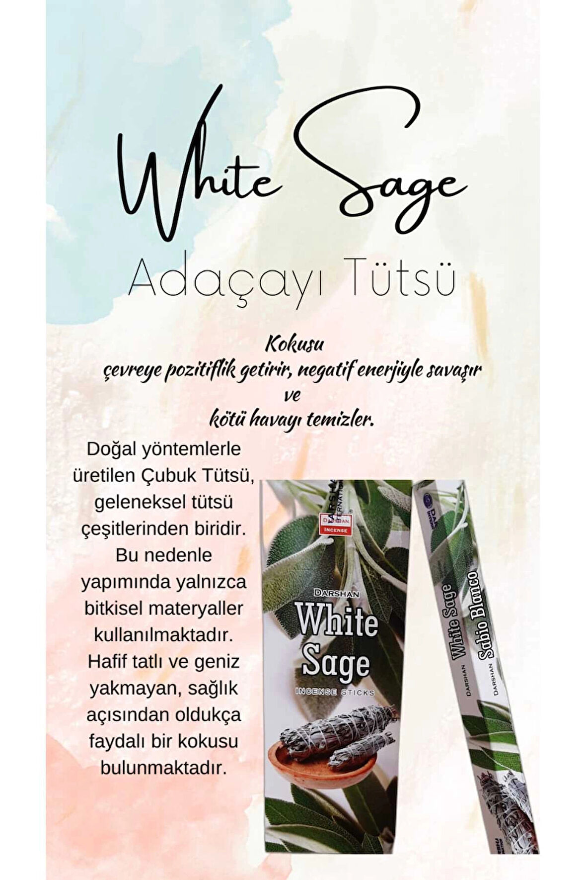 Adaçayı Nagetif Enerji Tütsü 20 Çubuk