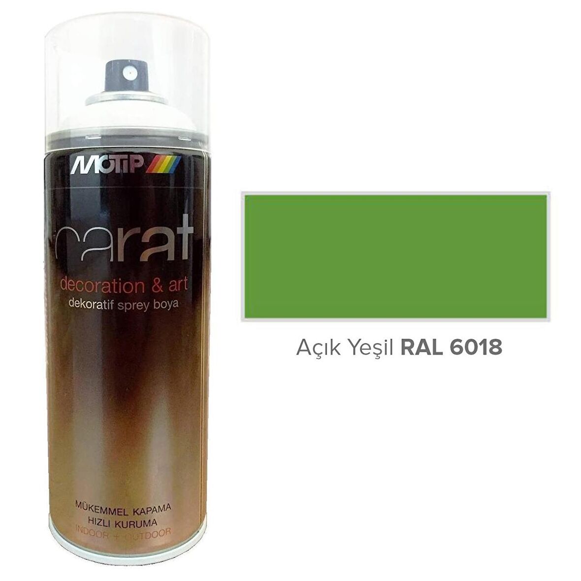 Motip Carat Akrilik Sprey Boya AÇIK YEŞİL PARLAK 400 ml - RAL6018