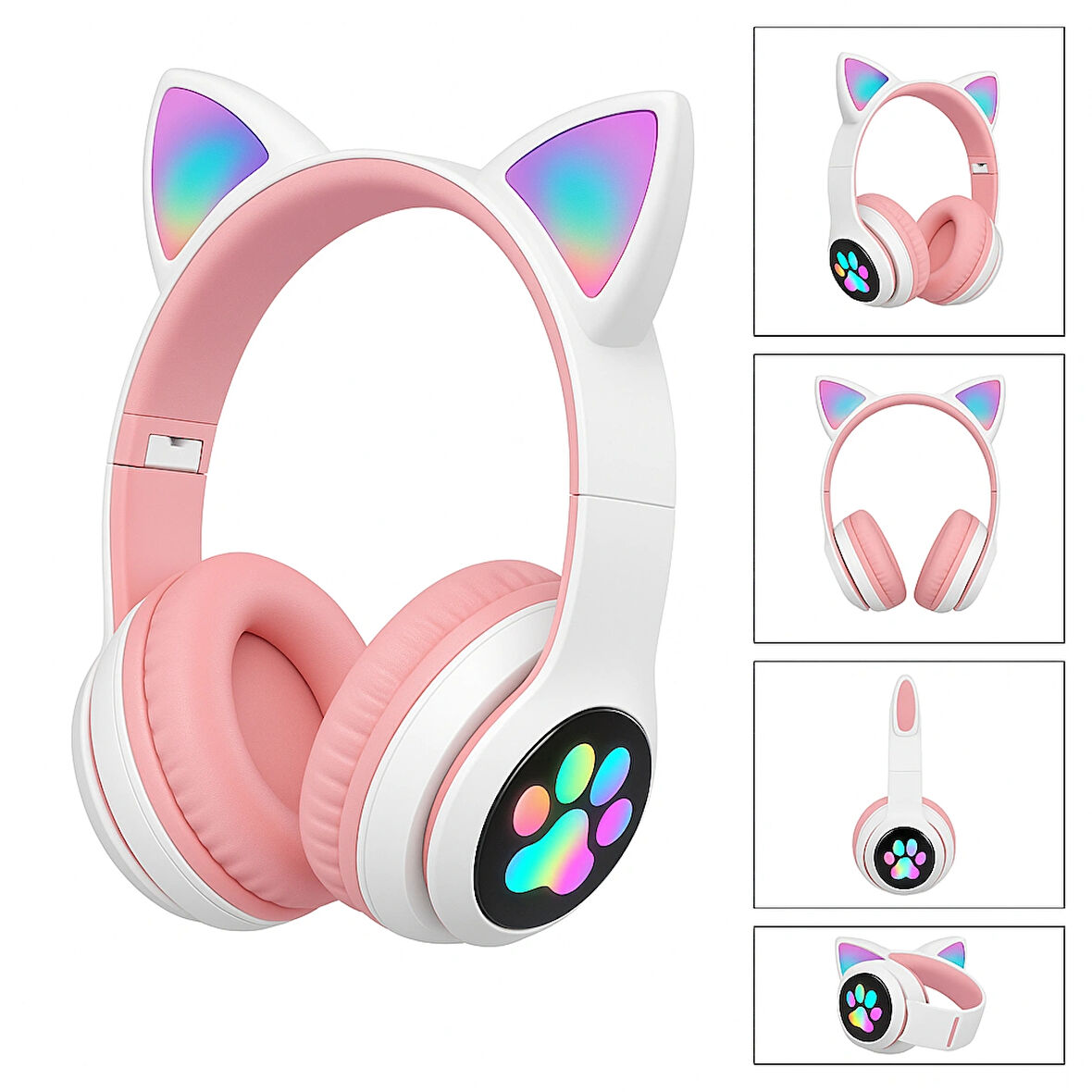 Şirin Işıklı Kedi Kulaklı Katlanabilir Bluetooth Kulaklık