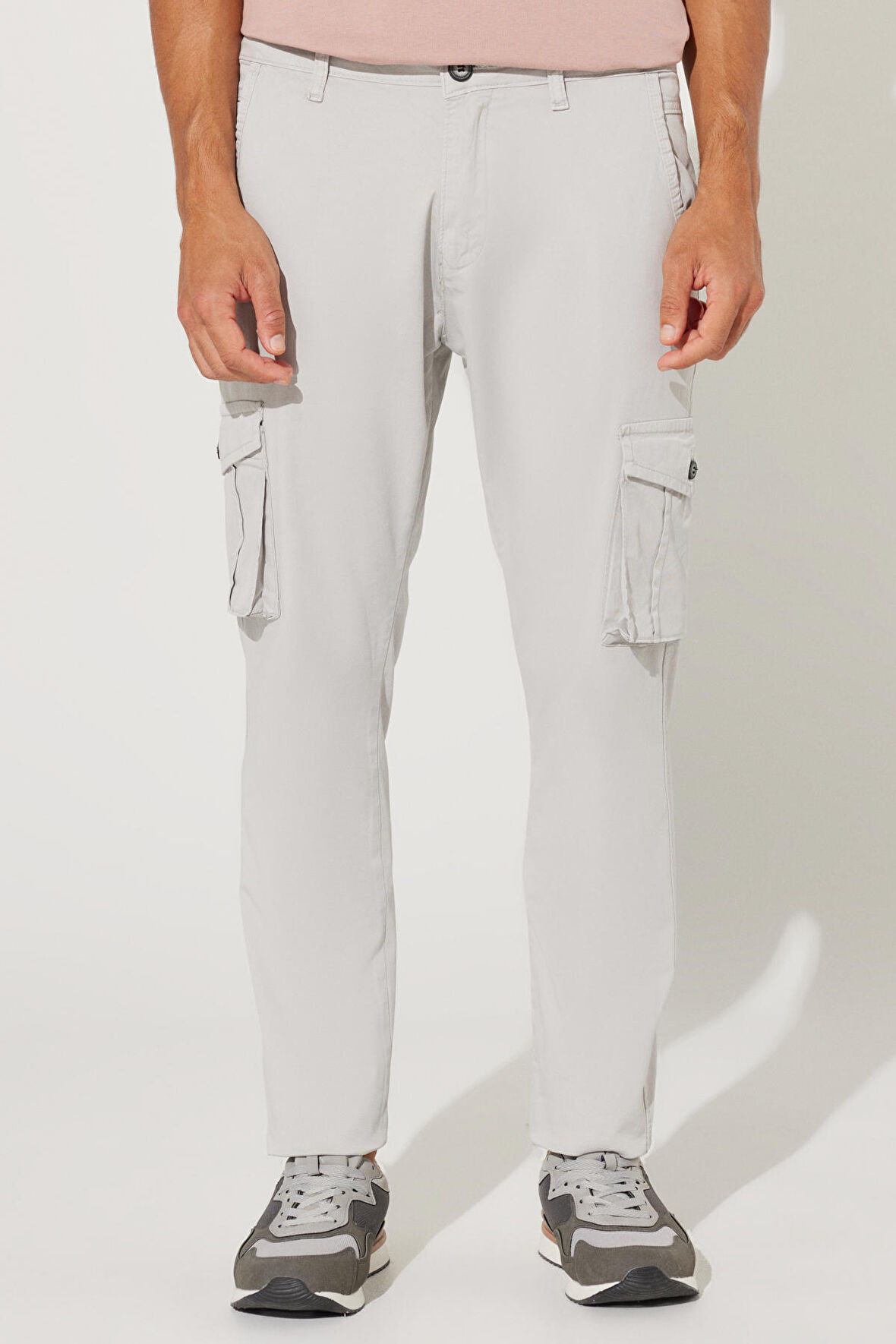 Erkek Taş Slim Fit Dar Kesim Kargo Cepli Pamuklu Esnek Pantolon